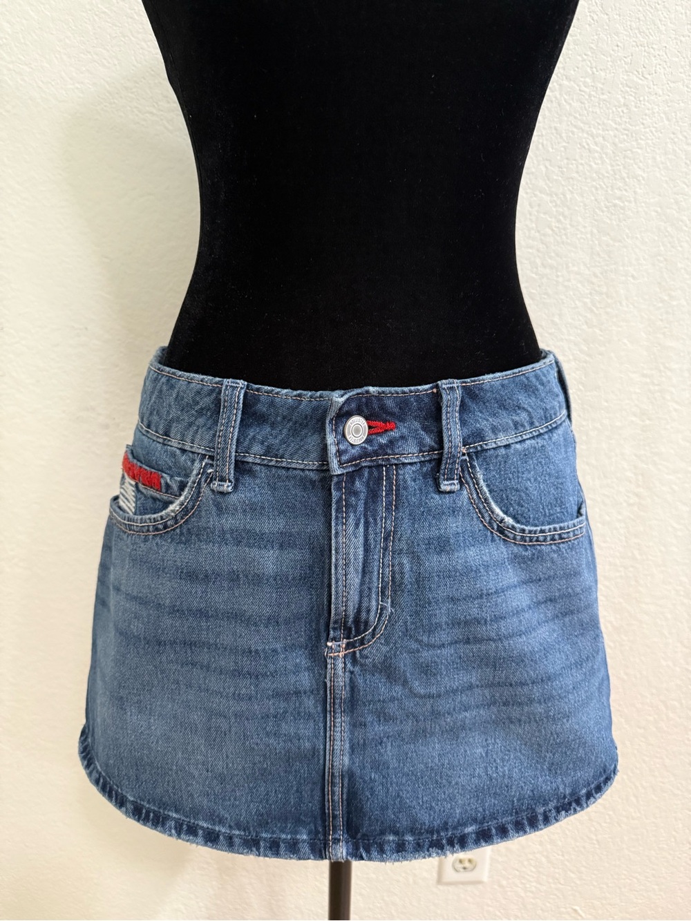 Hollister Low-rise Blue Denim Mini Skort Shorts-Waist 27